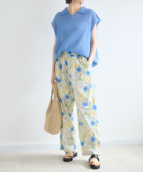 KATHARINE ROSS（キャサリンロス）の「【KATHARINE ROSS】7G和紙フレンチスリーブスキッパーポロ襟ニット（ニット/セーター・レディース・オフホワイト/ライトブルー/イエロー・FREE）」の12枚目の写真