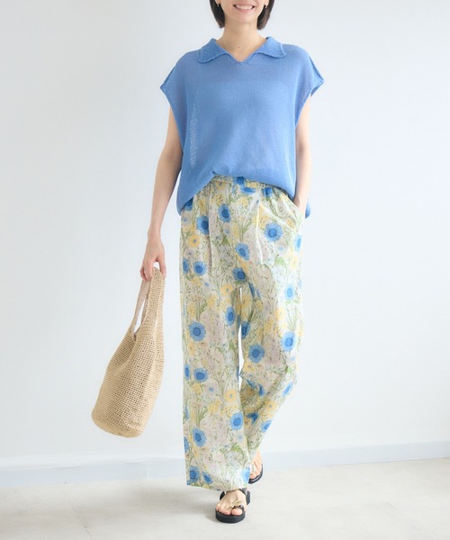 KATHARINE ROSS（キャサリンロス）の「【KATHARINE ROSS】7G和紙フレンチスリーブスキッパーポロ襟ニット（ニット/セーター・レディース・オフホワイト/ライトブルー/イエロー・FREE）」の13枚目の写真