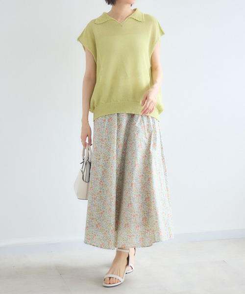 KATHARINE ROSS（キャサリンロス）の「【KATHARINE ROSS】7G和紙フレンチスリーブスキッパーポロ襟ニット（ニット/セーター・レディース・オフホワイト/ライトブルー/イエロー・FREE）」の18枚目の写真