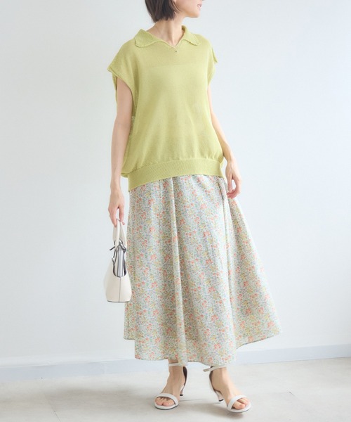 KATHARINE ROSS（キャサリンロス）の「【KATHARINE ROSS】7G和紙フレンチスリーブスキッパーポロ襟ニット（ニット/セーター・レディース・オフホワイト/ライトブルー/イエロー・FREE）」の19枚目の写真