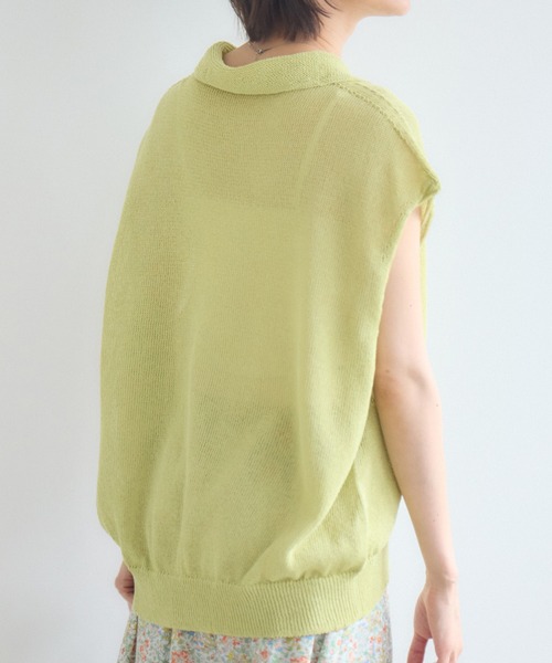 KATHARINE ROSS（キャサリンロス）の「【KATHARINE ROSS】7G和紙フレンチスリーブスキッパーポロ襟ニット（ニット/セーター・レディース・オフホワイト/ライトブルー/イエロー・FREE）」の16枚目の写真