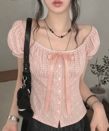 新品未使用　AMICA ピンク　パフスリーブ トップス パフスリーブ」に該当するトップス（ピンク/桃色系）ファッション通販