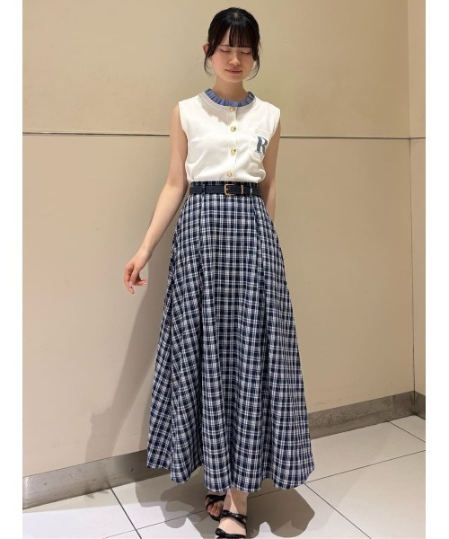 REDYAZEL(レディアゼル)の「チェックノースリーブシャツ×フレアロングスカートセットアップ(セットアップ・レディース・ベージュ系その他/ブルー系その他/パープル系その他・FREE)」の13枚目の写真