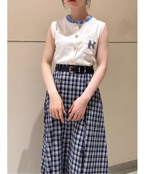 REDYAZEL(レディアゼル)の「チェックノースリーブシャツ×フレアロングスカートセットアップ(セットアップ・レディース・ベージュ系その他/ブルー系その他/パープル系その他・FREE)」の15枚目の写真