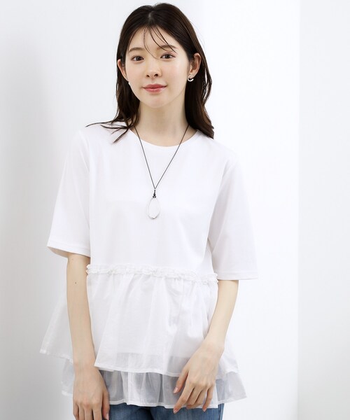 grove(グローブ)の「【体型カバー】INせず決まる、ウエストシアーフリルTシャツ(Tシャツ/カットソー・レディース・ブラック/オフホワイト/ホワイト系5・02/03/04/05/01)」の21枚目の写真