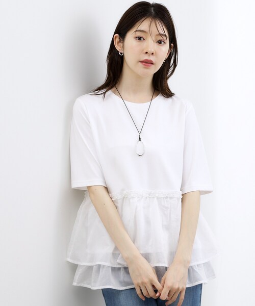 grove(グローブ)の「【体型カバー】INせず決まる、ウエストシアーフリルTシャツ(Tシャツ/カットソー・レディース・ブラック/オフホワイト/ホワイト系5・02/03/04/05/01)」の20枚目の写真