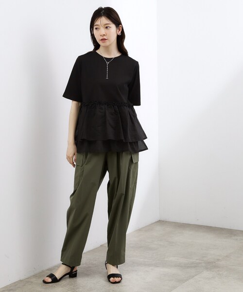 grove(グローブ)の「【体型カバー】INせず決まる、ウエストシアーフリルTシャツ(Tシャツ/カットソー・レディース・ブラック/オフホワイト/ホワイト系5・02/03/04/05/01)」の16枚目の写真