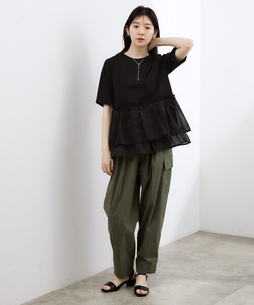 grove(グローブ)の「【体型カバー】INせず決まる、ウエストシアーフリルTシャツ(Tシャツ/カットソー・レディース・ブラック/オフホワイト/ホワイト系5・02/03/04/05/01)」の15枚目の写真