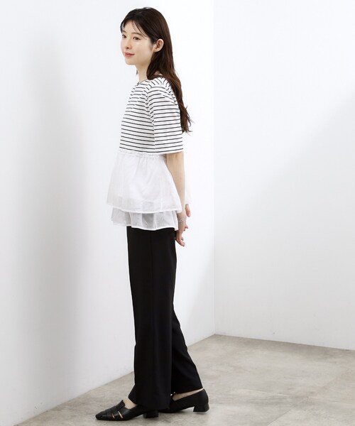 grove(グローブ)の「【体型カバー】INせず決まる、ウエストシアーフリルTシャツ(Tシャツ/カットソー・レディース・ブラック/オフホワイト/ホワイト系5・02/03/04/05/01)」の11枚目の写真