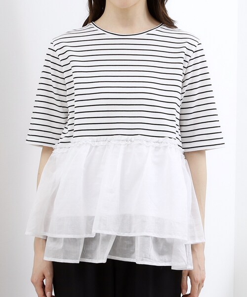 grove(グローブ)の「【体型カバー】INせず決まる、ウエストシアーフリルTシャツ(Tシャツ/カットソー・レディース・ブラック/オフホワイト/ホワイト系5・02/03/04/05/01)」の9枚目の写真