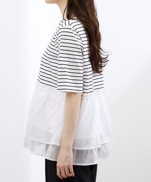 grove(グローブ)の「【体型カバー】INせず決まる、ウエストシアーフリルTシャツ(Tシャツ/カットソー・レディース・ブラック/オフホワイト/ホワイト系5・02/03/04/05/01)」の8枚目の写真