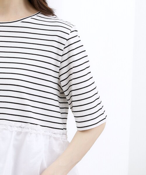 grove(グローブ)の「【体型カバー】INせず決まる、ウエストシアーフリルTシャツ(Tシャツ/カットソー・レディース・ブラック/オフホワイト/ホワイト系5・02/03/04/05/01)」の5枚目の写真