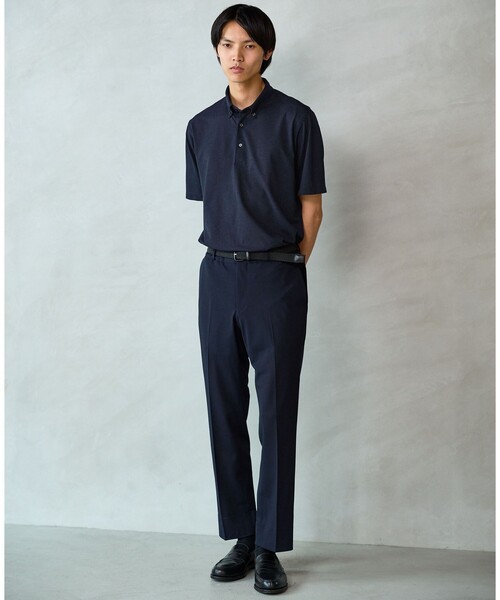 green label relaxing(グリーンレーベルリラクシング)の「プライムフレックス ドット メッシュ ボタンダウン ビズポロ ポロシャツ -ストレッチ・吸水速乾・通気性-(ポロシャツ・メンズ・ネイビー/ライトグレー/ダークブラウン/ダークグレー・L/S/M/XL)」の6枚目の写真