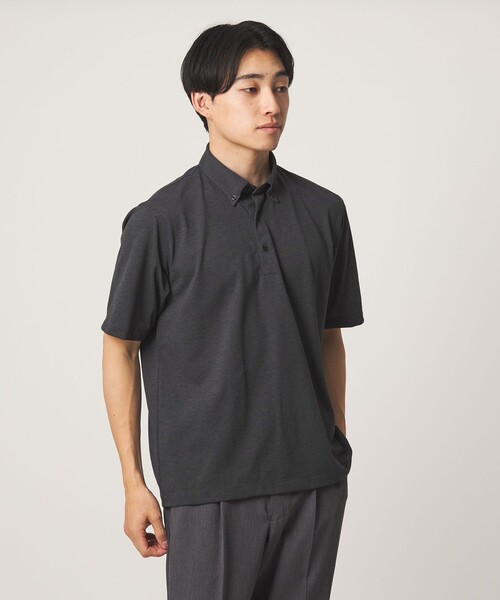 green label relaxing(グリーンレーベルリラクシング)の「プライムフレックス ドット メッシュ ボタンダウン ビズポロ ポロシャツ -ストレッチ・吸水速乾・通気性-(ポロシャツ・メンズ・ネイビー/ライトグレー/ダークブラウン/ダークグレー・L/S/M/XL)」の11枚目の写真