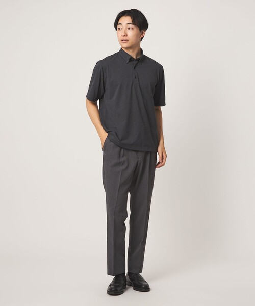 green label relaxing(グリーンレーベルリラクシング)の「プライムフレックス ドット メッシュ ボタンダウン ビズポロ ポロシャツ -ストレッチ・吸水速乾・通気性-(ポロシャツ・メンズ・ネイビー/ライトグレー/ダークブラウン/ダークグレー・L/S/M/XL)」の12枚目の写真