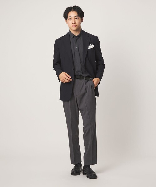 green label relaxing(グリーンレーベルリラクシング)の「プライムフレックス ドット メッシュ ボタンダウン ビズポロ ポロシャツ -ストレッチ・吸水速乾・通気性-(ポロシャツ・メンズ・ネイビー/ライトグレー/ダークブラウン/ダークグレー・L/S/M/XL)」の14枚目の写真