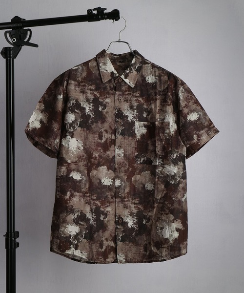 WESTSEA(ウエストシー)の「アートフラワー総柄 ニュアンス柄 半袖シャツ オーバーサイズシャツ(シャツ/ブラウス・メンズ・ブラック/ベージュ/オフホワイト/ブラウン・M/L)」の15枚目の写真
