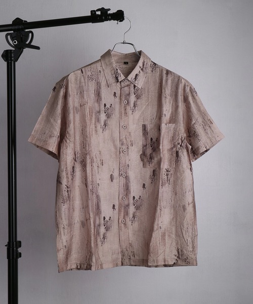 WESTSEA(ウエストシー)の「アートフラワー総柄 ニュアンス柄 半袖シャツ オーバーサイズシャツ(シャツ/ブラウス・メンズ・ブラック/ベージュ/オフホワイト/ブラウン・M/L)」の18枚目の写真