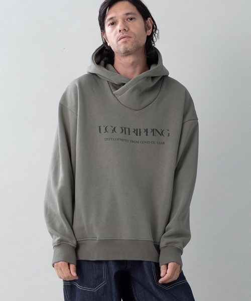 EGO TRIPPING(エゴトリッピング)の「mpa4148-COWL-WOOL SWEAT PARKA print スウェットパーカー(666709)(パーカー・メンズ・ネイビー/ブラック/グレイッシュベージュ・48/46)」の10枚目の写真