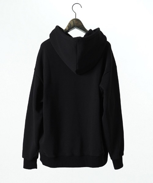 EGO TRIPPING(エゴトリッピング)の「mpa4148-COWL-WOOL SWEAT PARKA print スウェットパーカー(666709)(パーカー・メンズ・ネイビー/ブラック/グレイッシュベージュ・48/46)」の4枚目の写真