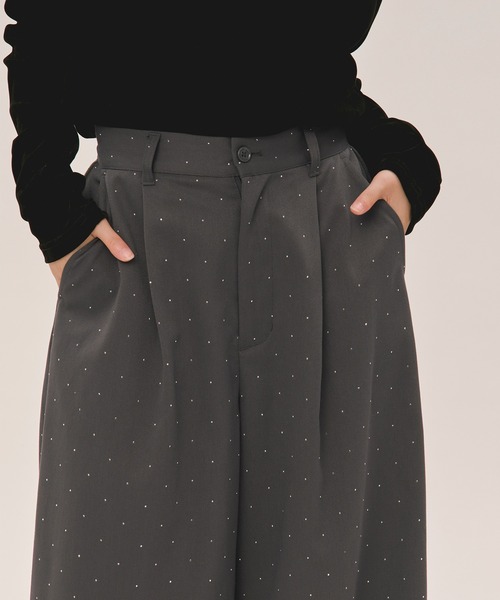 セール】line stone wide pants / ラインストーンワイドパンツ