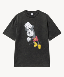 VTWO（ブイツー）の「フェイドウォッシングハッピー_ミッキー_ティーシャツ (ブラック)（Tシャツ/カットソー）」