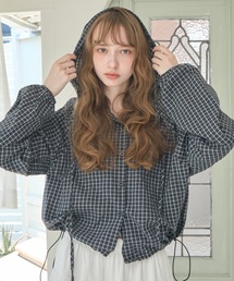 チェック柄サマーフーディシャツ/Checkered hoodie