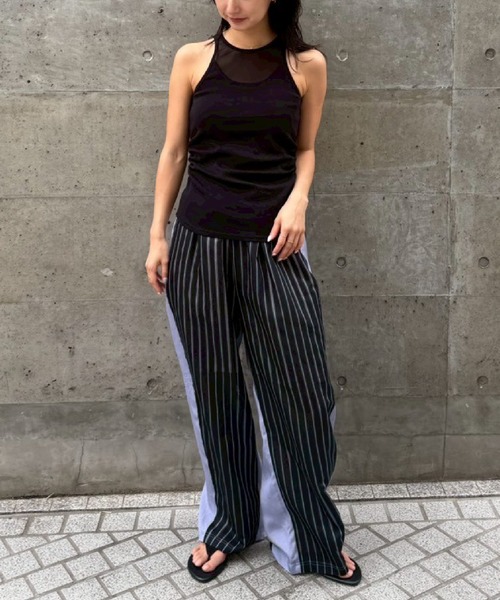 THINGS THAT MATTER(シングス ザット マター)の「【ZOZOTOWN別注商品】SIDE GATHERED SLEEVELESS TOPS / サイド ギャザード スリーブレス トップス(タンクトップ・レディース・ホワイト/ブラック×ベージュ/ブラック・FREE)」の7枚目の写真