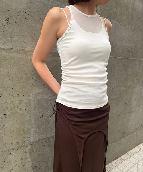 THINGS THAT MATTER(シングス ザット マター)の「【ZOZOTOWN別注商品】SIDE GATHERED SLEEVELESS TOPS / サイド ギャザード スリーブレス トップス(タンクトップ・レディース・ホワイト/ブラック×ベージュ/ブラック・FREE)」の11枚目の写真