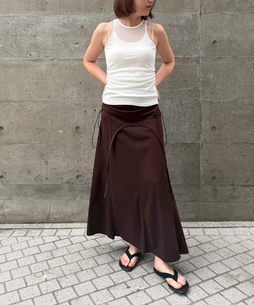 THINGS THAT MATTER(シングス ザット マター)の「【ZOZOTOWN別注商品】SIDE GATHERED SLEEVELESS TOPS / サイド ギャザード スリーブレス トップス(タンクトップ・レディース・ホワイト/ブラック×ベージュ/ブラック・FREE)」の12枚目の写真
