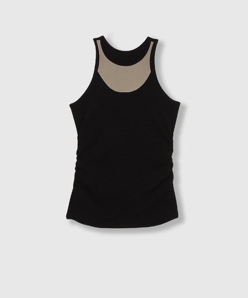 THINGS THAT MATTER(シングス ザット マター)の「【ZOZOTOWN別注商品】SIDE GATHERED SLEEVELESS TOPS / サイド ギャザード スリーブレス トップス(タンクトップ・レディース・ホワイト/ブラック×ベージュ/ブラック・FREE)」の14枚目の写真