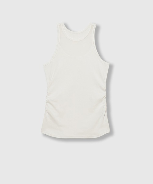 THINGS THAT MATTER(シングス ザット マター)の「【ZOZOTOWN別注商品】SIDE GATHERED SLEEVELESS TOPS / サイド ギャザード スリーブレス トップス(タンクトップ・レディース・ホワイト/ブラック×ベージュ/ブラック・FREE)」の19枚目の写真