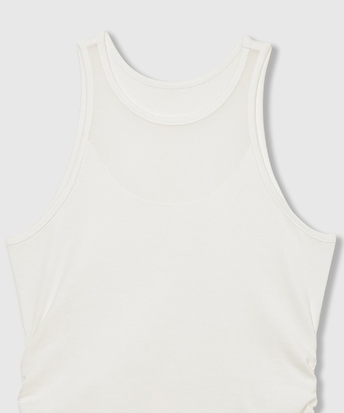 THINGS THAT MATTER(シングス ザット マター)の「【ZOZOTOWN別注商品】SIDE GATHERED SLEEVELESS TOPS / サイド ギャザード スリーブレス トップス(タンクトップ・レディース・ホワイト/ブラック×ベージュ/ブラック・FREE)」の20枚目の写真