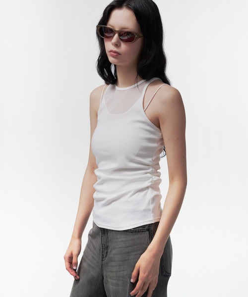THINGS THAT MATTER(シングス ザット マター)の「【ZOZOTOWN別注商品】SIDE GATHERED SLEEVELESS TOPS / サイド ギャザード スリーブレス トップス(タンクトップ・レディース・ホワイト/ブラック×ベージュ/ブラック・FREE)」の22枚目の写真