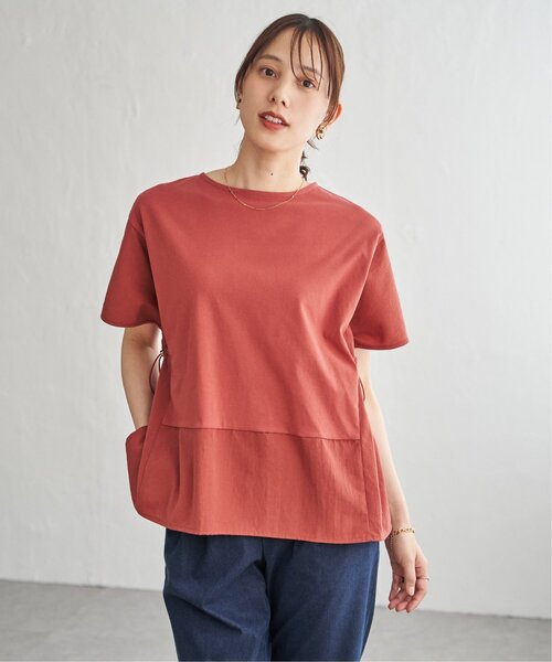 ikka(イッカ)の「【接触冷感/親子コーデ】異素材切り替えドロストプルオーバー(ニット/セーター・レディース・ネイビー/グレイッシュベージュ/レンガ/ブラウン系その他・M/L)」の11枚目の写真