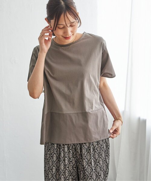 ikka(イッカ)の「【接触冷感/親子コーデ】異素材切り替えドロストプルオーバー(ニット/セーター・レディース・ネイビー/グレイッシュベージュ/レンガ/ブラウン系その他・M/L)」の18枚目の写真