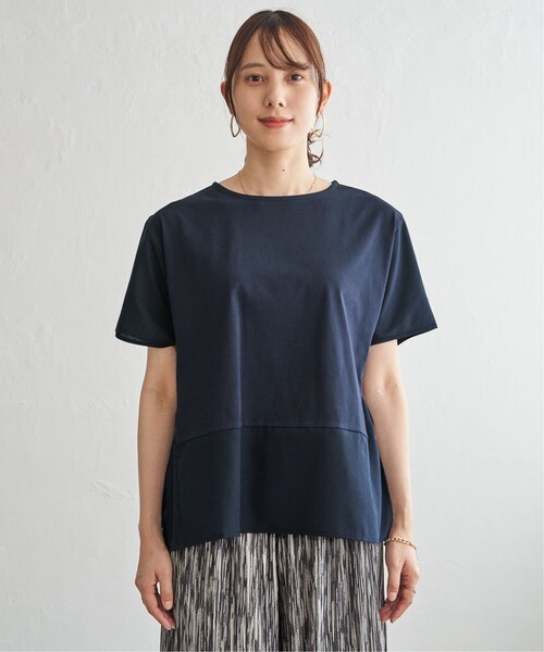 ikka(イッカ)の「【接触冷感/親子コーデ】異素材切り替えドロストプルオーバー(ニット/セーター・レディース・ネイビー/グレイッシュベージュ/レンガ/ブラウン系その他・M/L)」の20枚目の写真