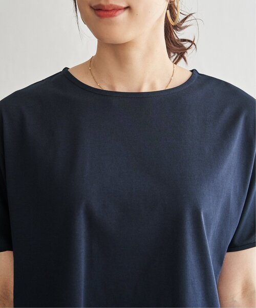 ikka(イッカ)の「【接触冷感/親子コーデ】異素材切り替えドロストプルオーバー(Tシャツ/カットソー・レディース・ネイビー/グレイッシュベージュ/レンガ/ブラウン系その他・M/L/S)」の5枚目の写真