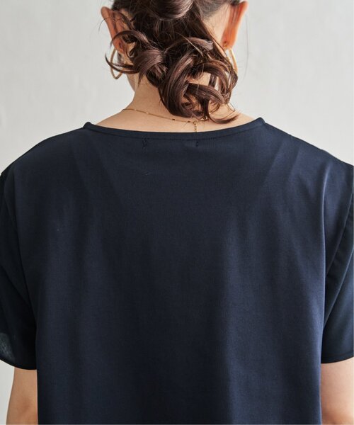 ikka(イッカ)の「【接触冷感/親子コーデ】異素材切り替えドロストプルオーバー(Tシャツ/カットソー・レディース・ネイビー/グレイッシュベージュ/レンガ/ブラウン系その他・M/L/S)」の6枚目の写真