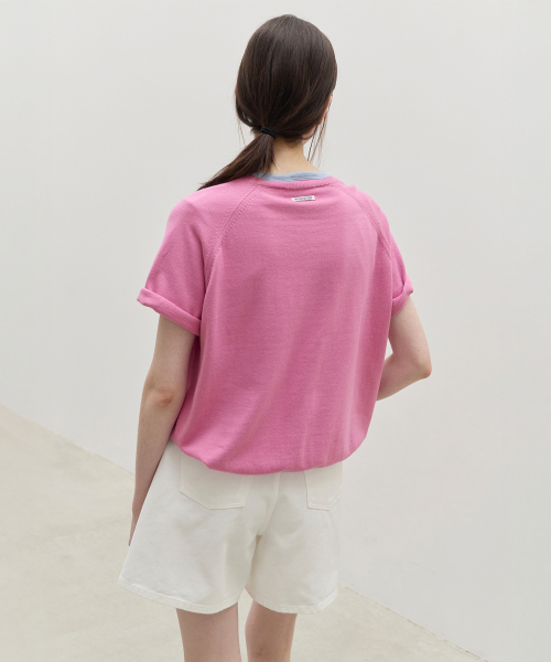LEVAR(レバー)の「Fresh Cotton V-Neck Knit - BubbleGum Pink(ニット/セーター・レディース・その他・FREE)」の3枚目の写真