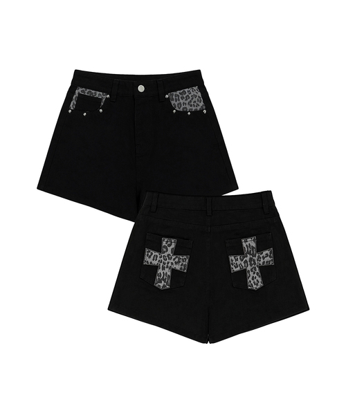 VENHIT(ベンヒット)の「レオパードパッチショートパンツ_ブラック(その他パンツ・レディース・ブラック・MEDIUM/SMALL)」の1枚目の写真