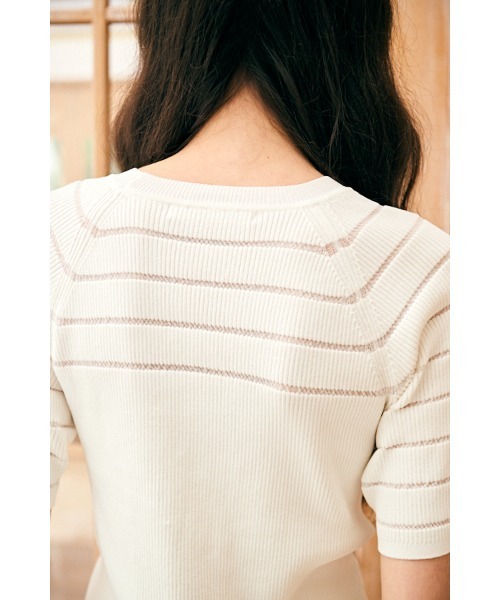 Estella.K(エステラケー)の「Becca Pullover シアーボーダーニットTOP(ニット/セーター・レディース・ピンク/オフホワイト/ライトブルー・FREE)」の9枚目の写真