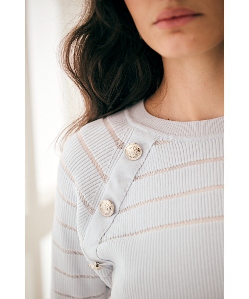 Estella.K(エステラケー)の「Becca Pullover シアーボーダーニットTOP(ニット/セーター・レディース・ピンク/オフホワイト/ライトブルー・FREE)」の17枚目の写真