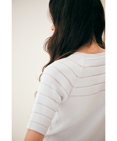 Estella.K(エステラケー)の「Becca Pullover シアーボーダーニットTOP(ニット/セーター・レディース・ピンク/オフホワイト/ライトブルー・FREE)」の18枚目の写真