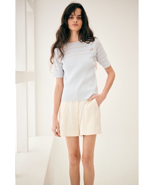 Estella.K(エステラケー)の「Becca Pullover シアーボーダーニットTOP(ニット/セーター・レディース・ピンク/オフホワイト/ライトブルー・FREE)」の15枚目の写真