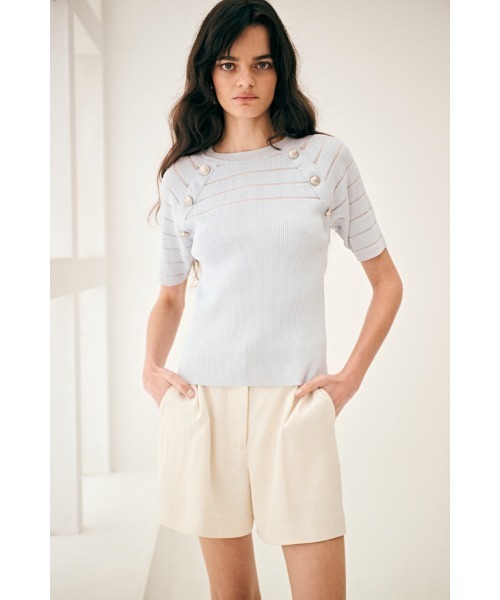 Estella.K(エステラケー)の「Becca Pullover シアーボーダーニットTOP(ニット/セーター・レディース・ピンク/オフホワイト/ライトブルー・FREE)」の16枚目の写真