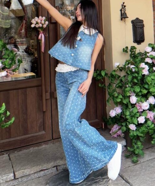 semplice（センプリチェ）の「デニムセットアップ（セットアップ・レディース・ブルー・S/L/M）」の3枚目の写真