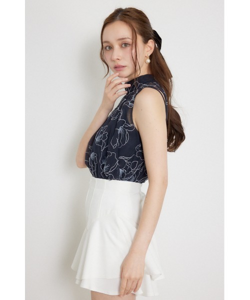 rienda（リエンダ）の「26エンブロイダリーチュールブラウス　夏服（シャツ/ブラウス・レディース・ピンク/アイボリー/ネイビー・MEDIUM/SMALL）」の6枚目の写真