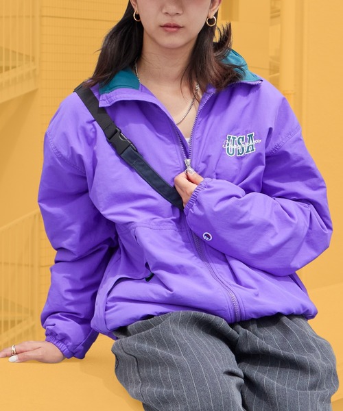 Champion(チャンピオン)の「Champion/チャンピオン ZIP JACKET ジップジャケット 胸ロゴ ナイロンジャケット ライトアウター アウトドア ストリート 2026秋冬 秋服(ナイロンジャケット・メンズ・ブラック/ネイビー/ライトパープル・M/L)」の3枚目の写真