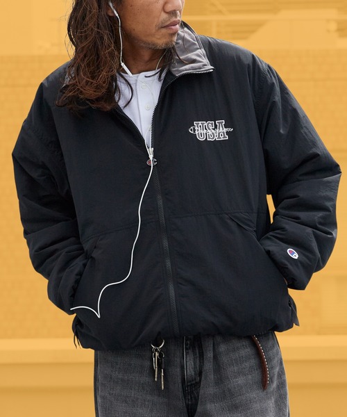 Champion(チャンピオン)の「Champion/チャンピオン ZIP JACKET ジップジャケット 胸ロゴ ナイロンジャケット ライトアウター アウトドア ストリート 2026秋冬 秋服(ナイロンジャケット・メンズ・ブラック/ネイビー/ライトパープル・M/L)」の2枚目の写真